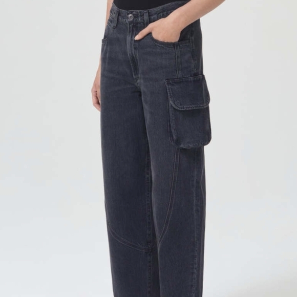 Agolde Cass Baggy Cargo Jean Grunge black organic cotton size 33 Gorp Core style - Picture 1 of 11